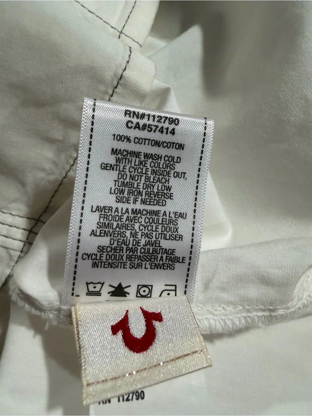 True Religion Men’s White Short Sleeve Shirt Pearl Snap Buttons